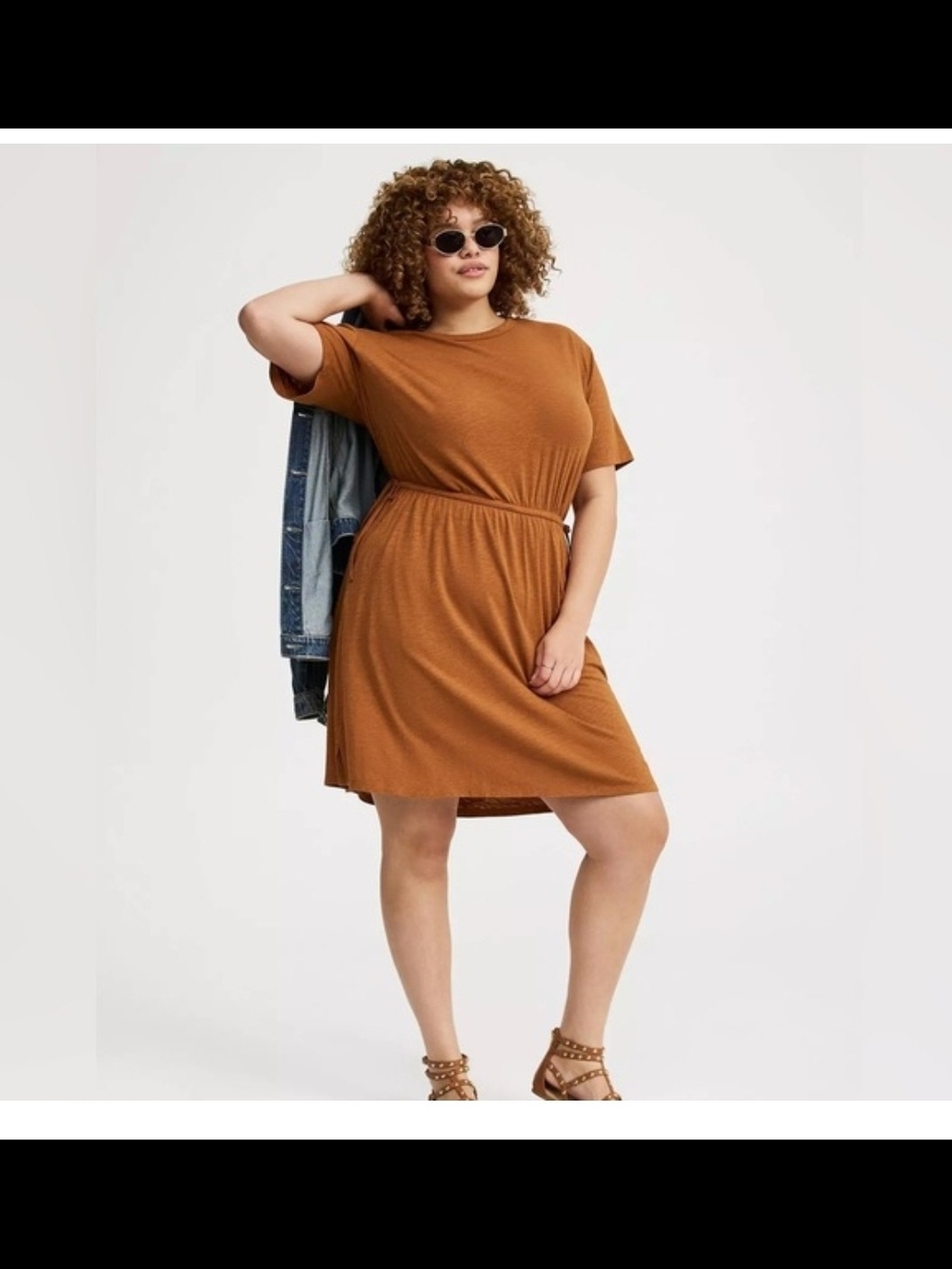 Torrid Women's Short Sleeve Elastic Waist T-Shirt Dress - Rust
